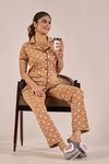 Sweet Moon Knit Cotton Pyjama Set - Nude Brown — thumbnail 5